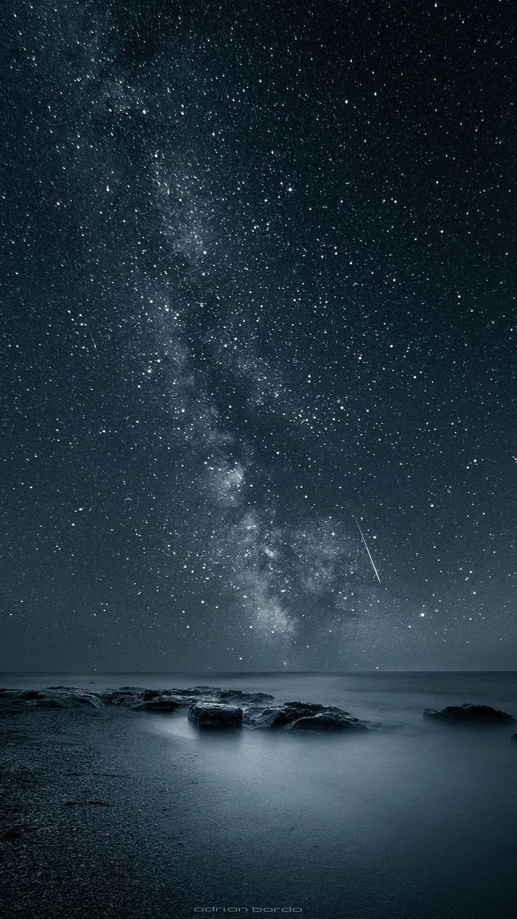 Milchstraße, Meer, Nacht, Sternenhimmel, Felsen, HD, Handy-Hintergrund im Hochformat