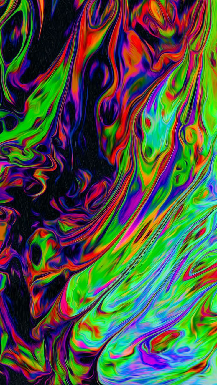 Flüssige Farben, Psychedelisch, Marmoreffekt, Neongrün, Abstrakt, Hintergrundbild fürs Handy
