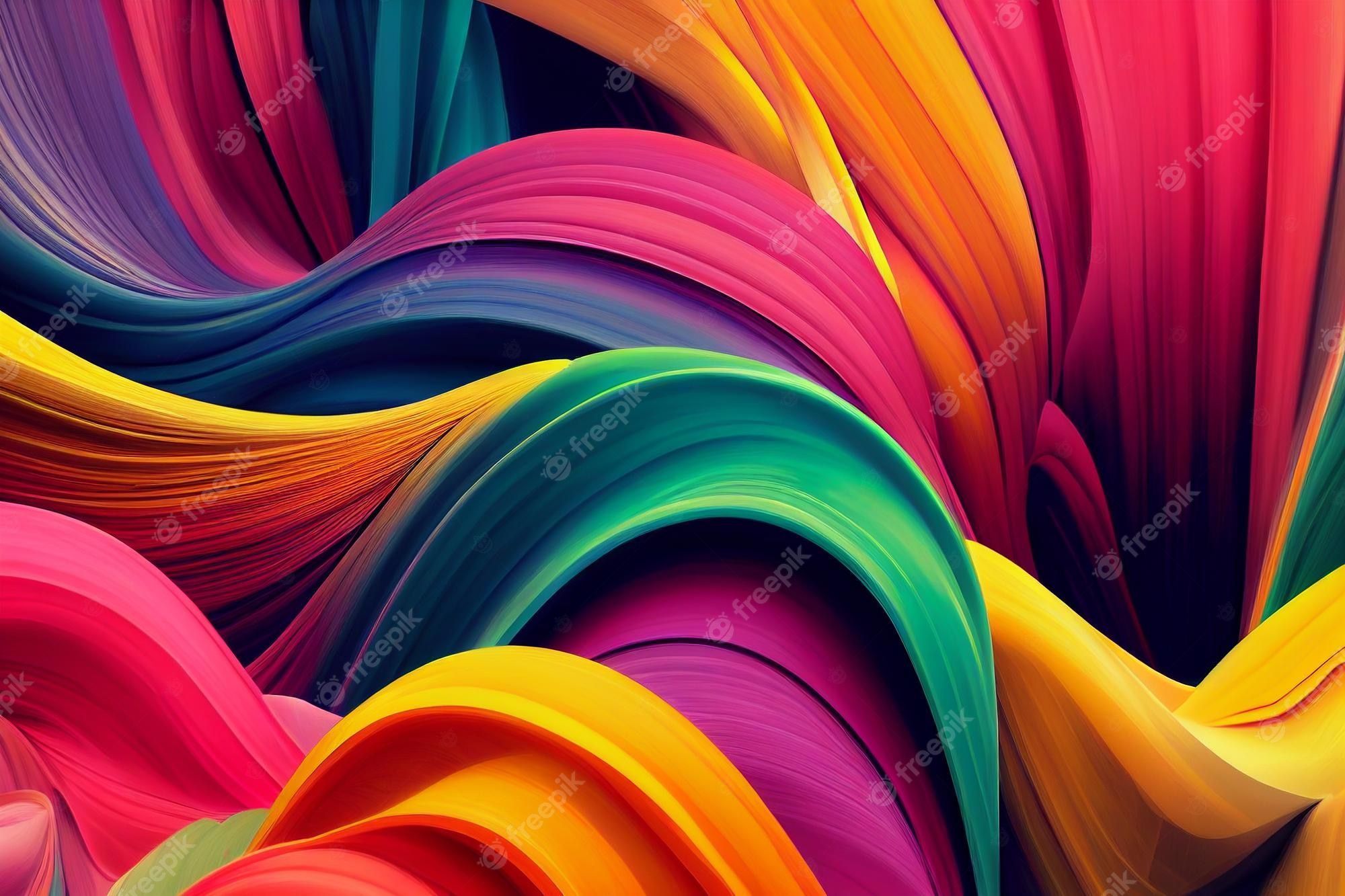 Farbwellen, 3D-Kunst, Bänder, Leuchtende Farben, Abstrakt, Full HD, Windows-Hintergrundbild