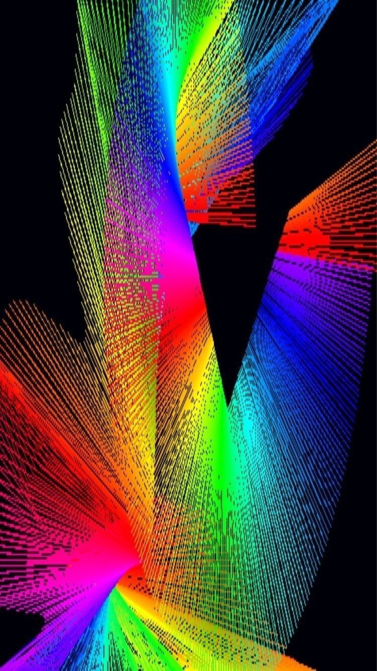 Lichtlinien, Fäden, Regenbogenfarben, Schwarzer Hintergrund, Geometrisch, Sperrbildschirm fürs iPhone