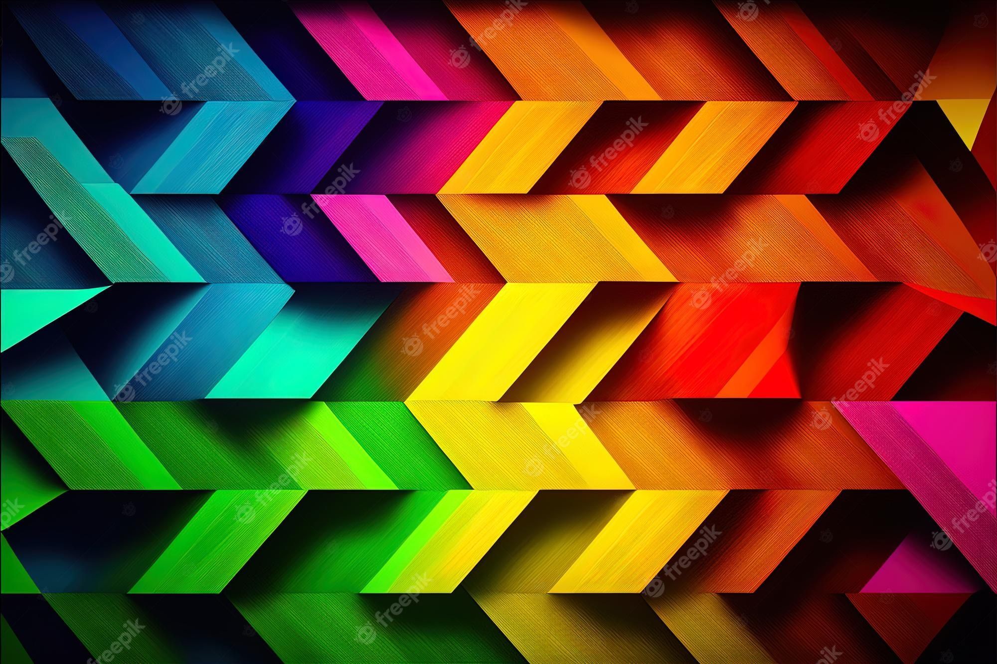 Fischgrätmuster, Zickzack, Regenbogenfarben, 3D-Muster, Geometrisch, Full HD, Desktop-Hintergrund