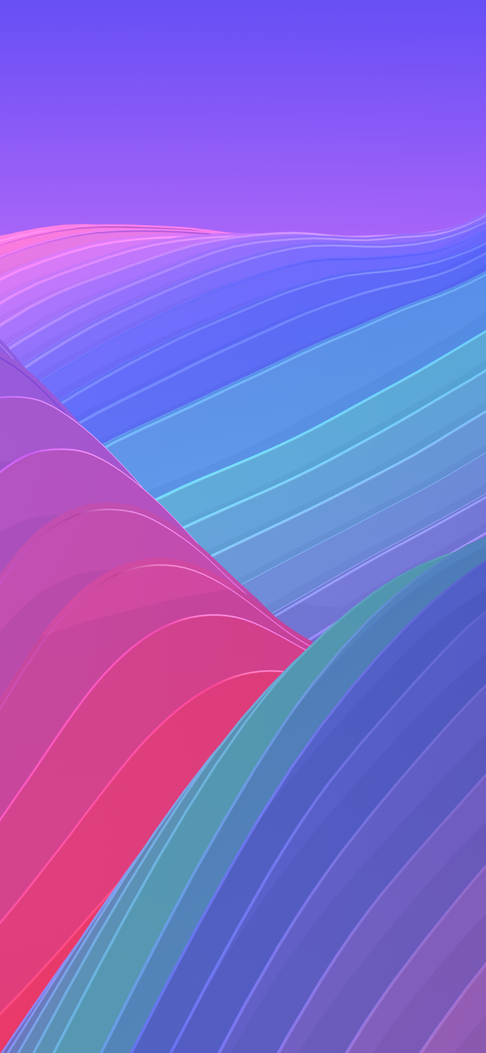 Wellenlinien, Lila, Pink, Blau, Minimalistisch, Hochformat, Hintergrundbild fürs Smartphone