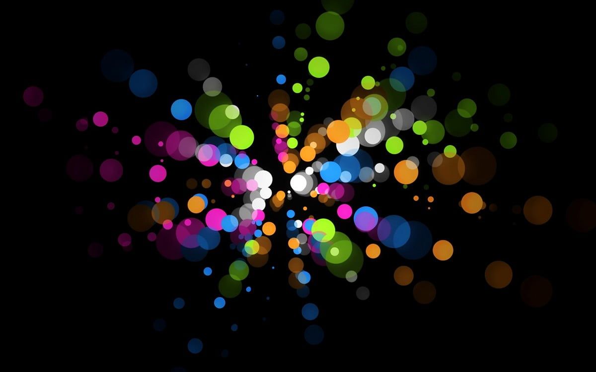 Bokeh, Lichtpunkte, Schwarzer Hintergrund, Konfetti, Bunt, Wallpaper