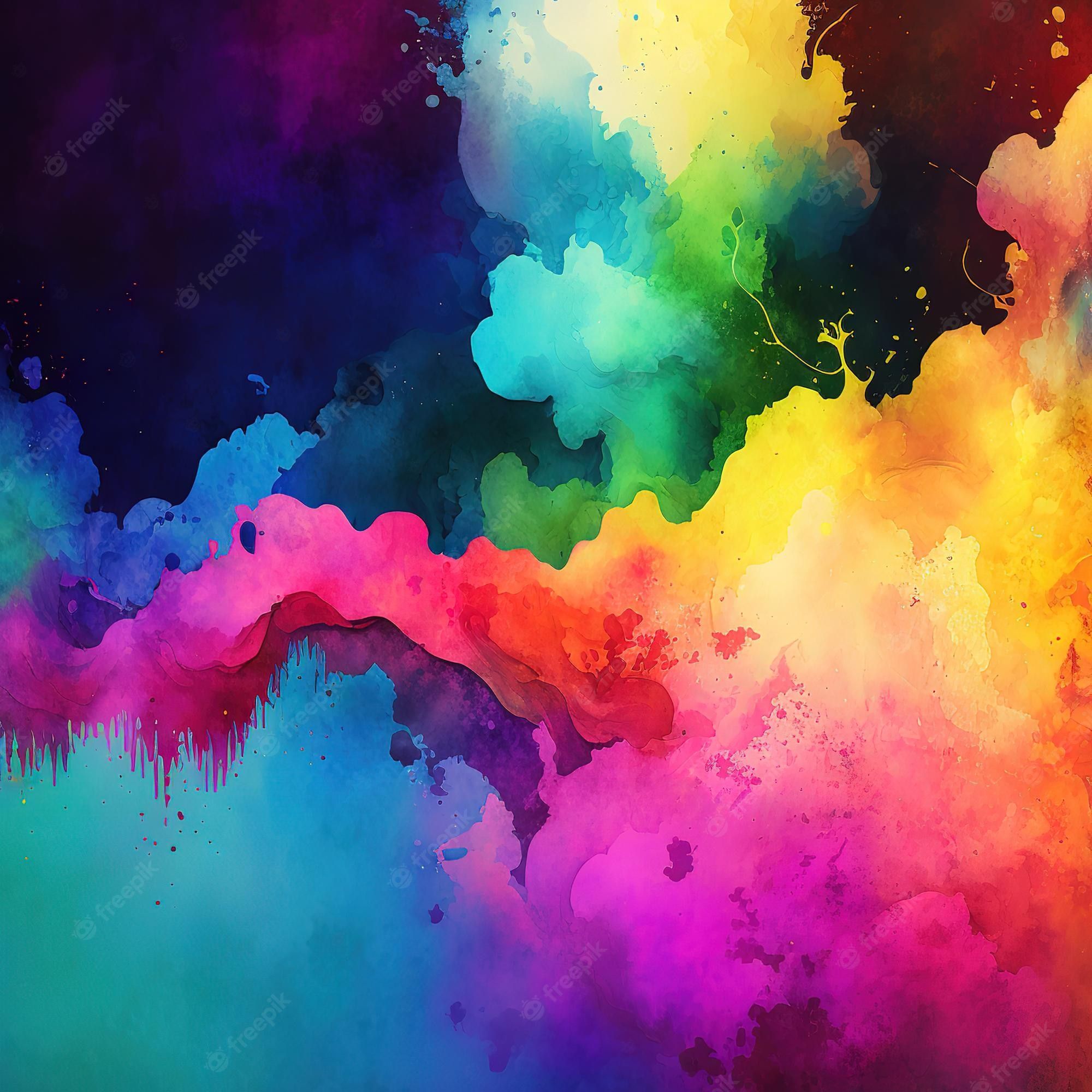Farbwolken, Aquarell, Rauch, Pink, Türkis, Full HD, Hintergrundbild fürs Tablet