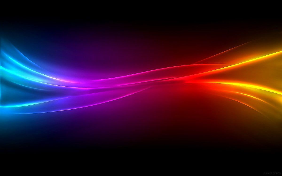 Lichtwellen, Neonlinien, Schwarzer Hintergrund, Rot, Blau, Wallpaper