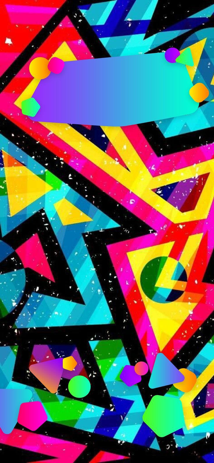 Geometrisches Muster, Memphis-Stil, Neonfarben, Retro, Schwarz, HD, iPhone-Hintergrundbild