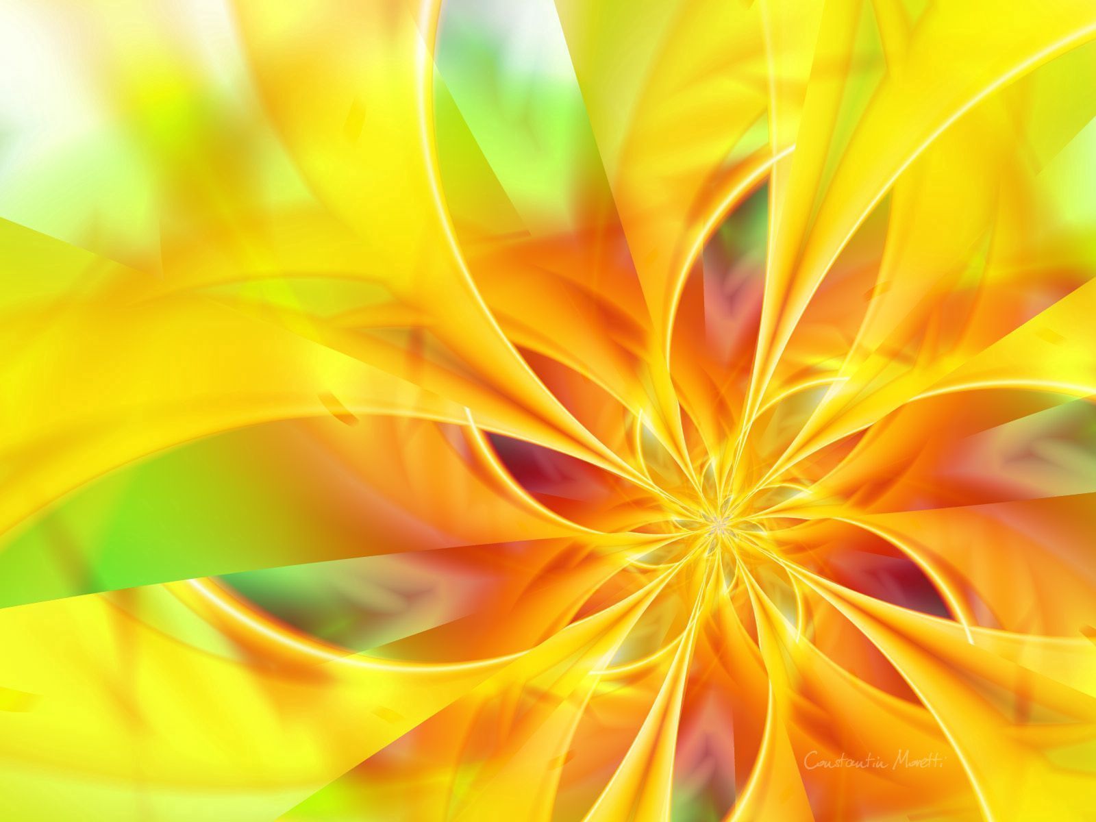 Fraktal, Blume, Gelb, Orange, Leuchtend, HD, Hintergrundbild fürs Tablet