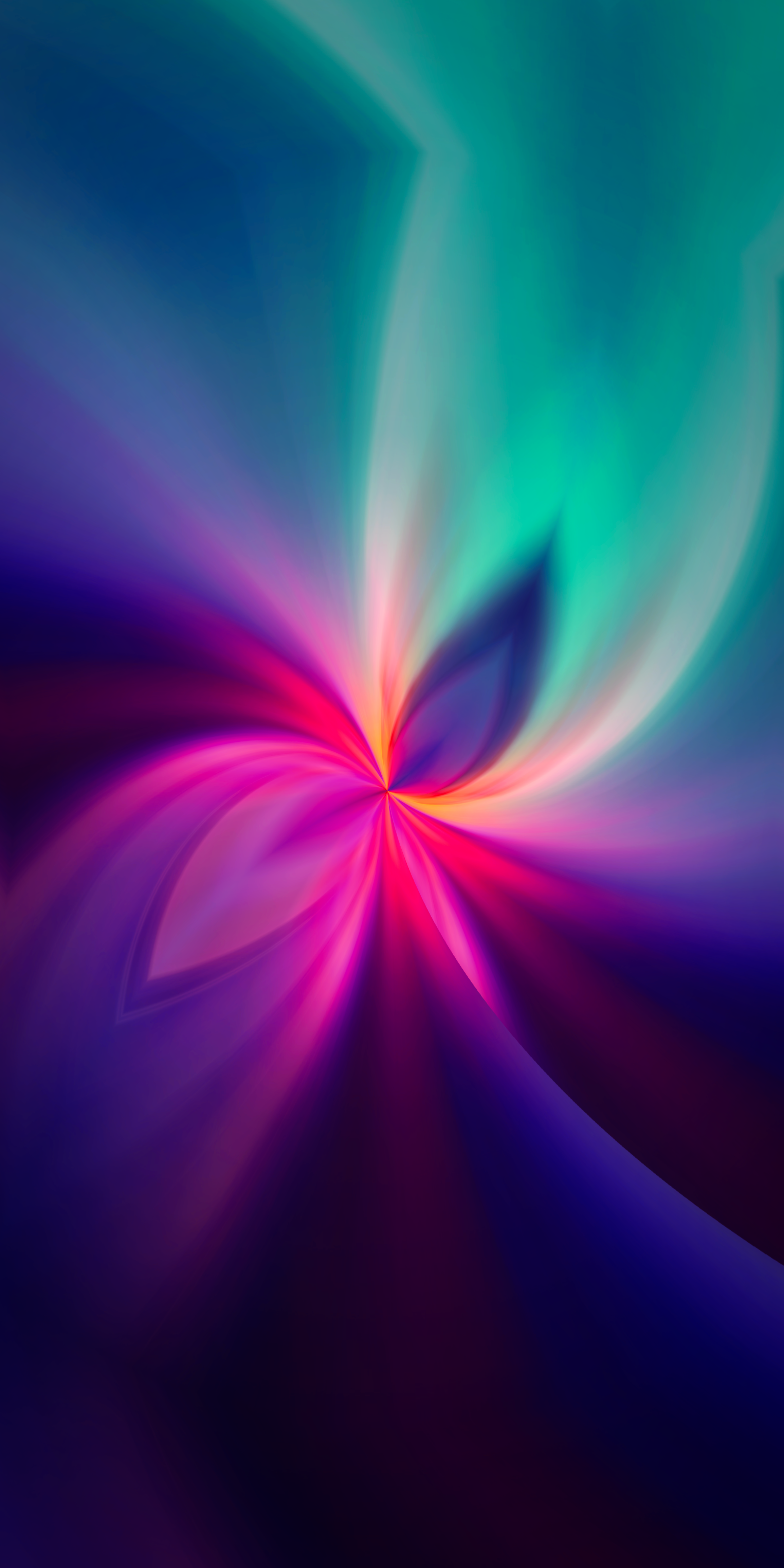 Polarlicht-Effekt, Wirbel, Pink, Türkis, Dunkel, QHD+, Hintergrundbild fürs Handy
