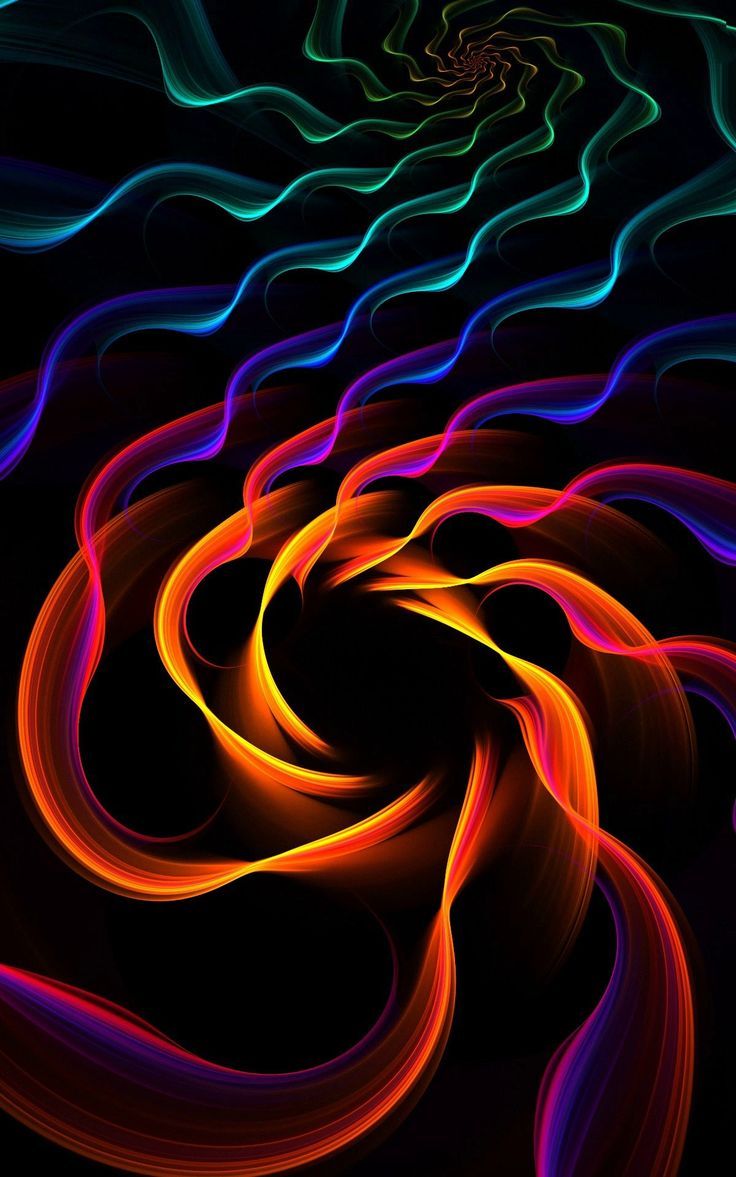Spirale, Wellenlinien, Orange, Lila, Schwarzer Hintergrund, Sperrbildschirm fürs iPhone