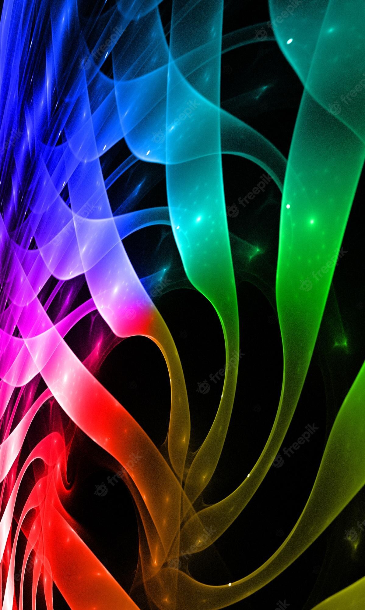 Spiralbänder, Neonfarben, Schwarzer Hintergrund, Abstrakt, Sperrbildschirm fürs iPhone