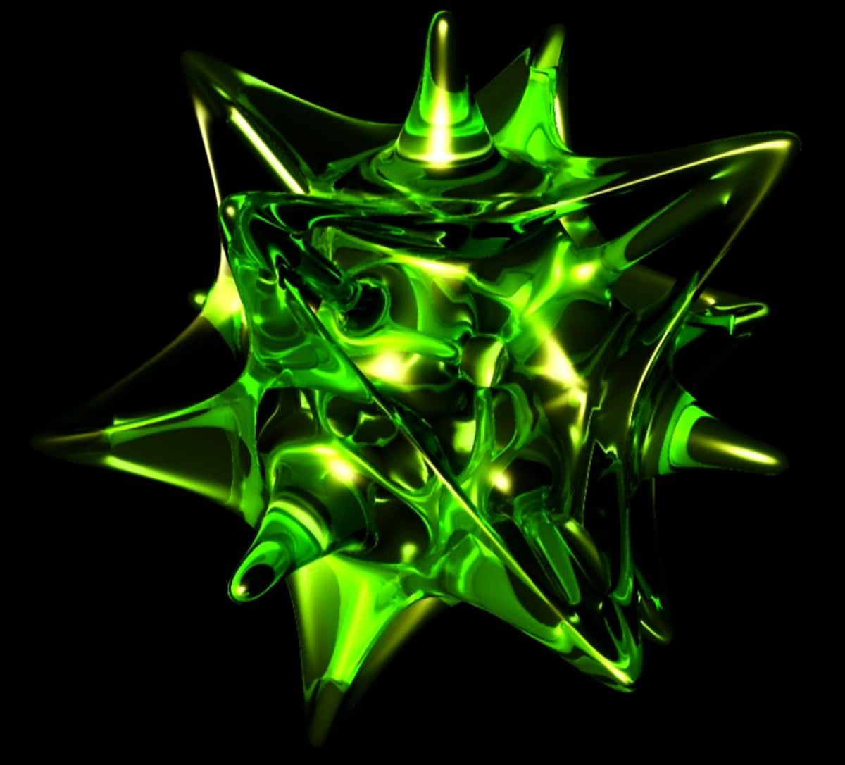Stern, Grünes Glas, Leuchten, Schwarzer Hintergrund, 3D-Objekt, Wallpaper