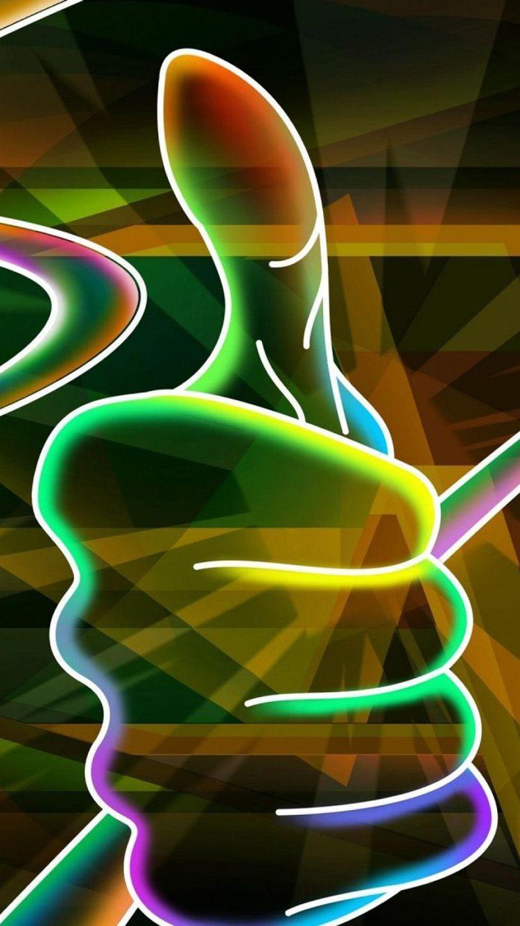 Daumen hoch, Neonfarben, Hand, Leuchtende Linien, Hochformat, HD, Handy-Hintergrundbild