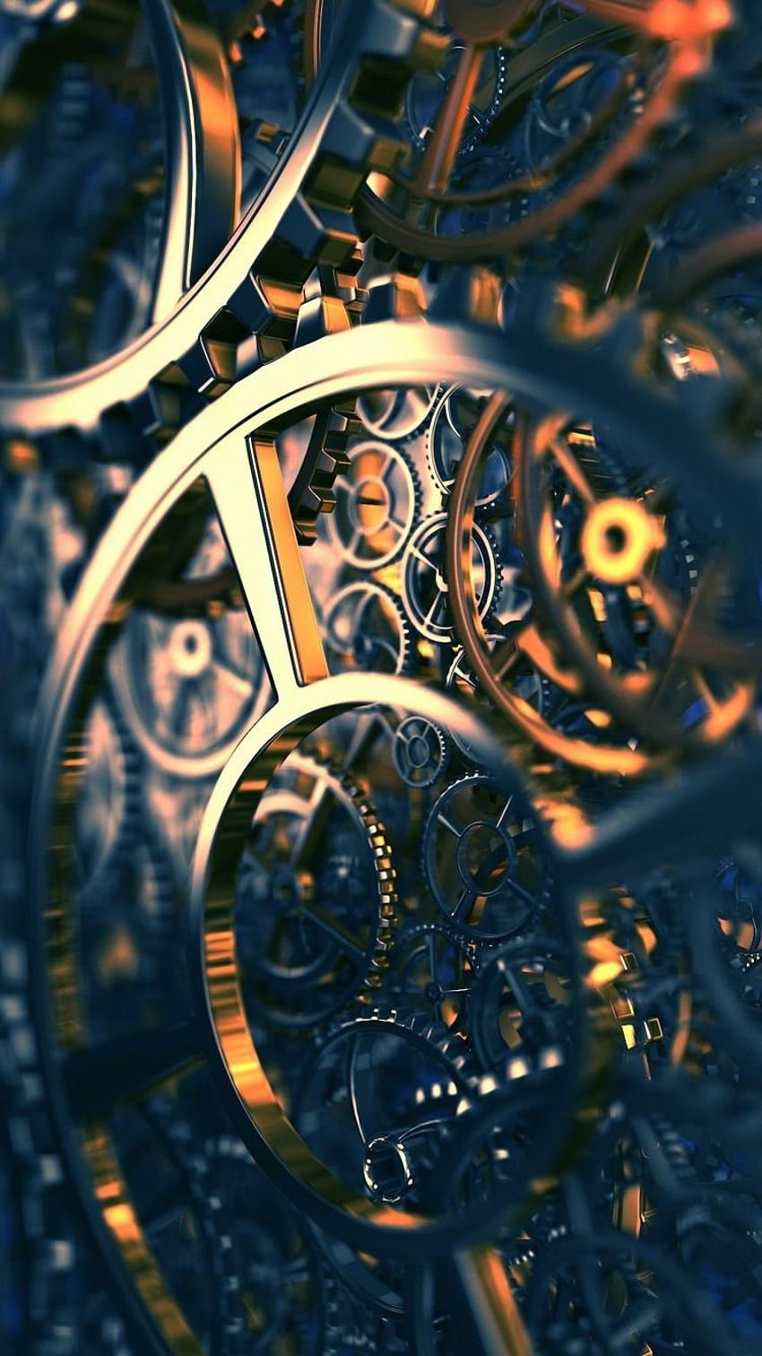 Zahnräder, Uhrwerk, Steampunk, Gold, Hochformat, HD, Sperrbildschirm fürs iPhone