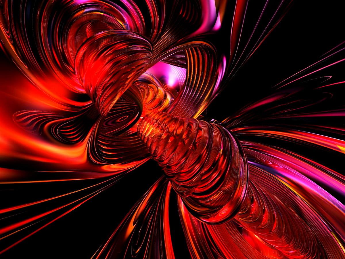 Rote Spirale, Lichtstreifen, Tunnel, Bewegung, Abstrakt, Hintergrundbild fürs iPad