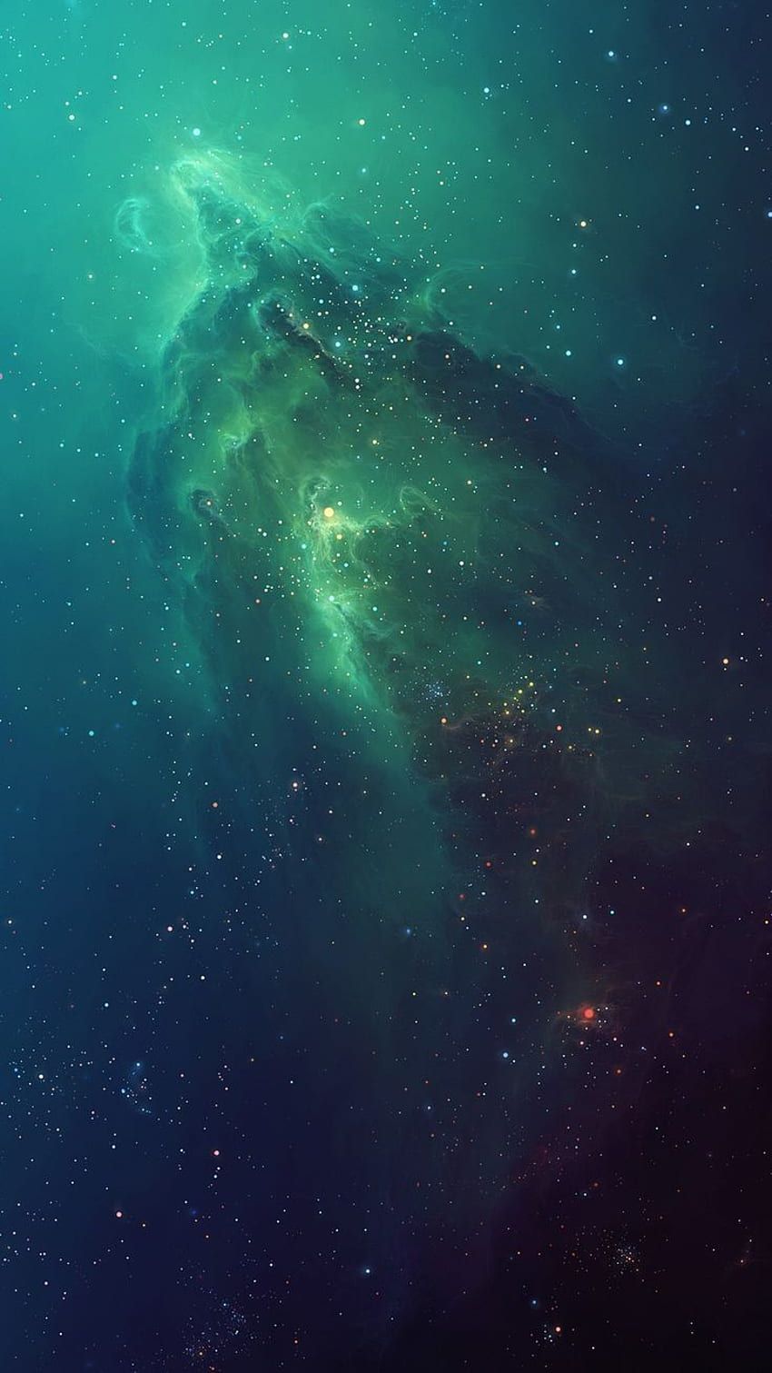 Nebel, Galaxie, Sterne, Grün, Weltraum, HD, Hintergrundbild fürs Handy