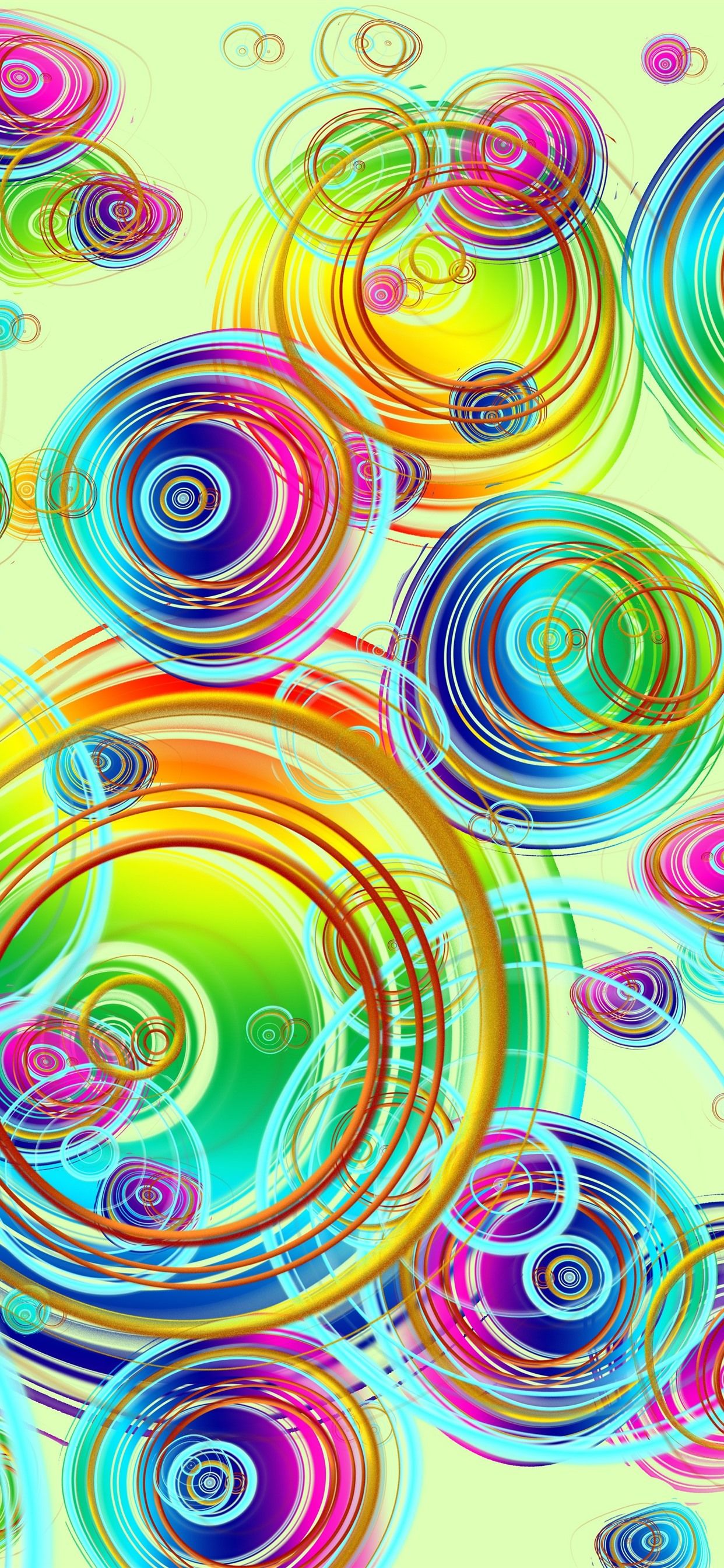 Kreise, Spiralen, Regenbogenfarben, Muster, Retro, Full HD, Handy-Hintergrund im Hochformat
