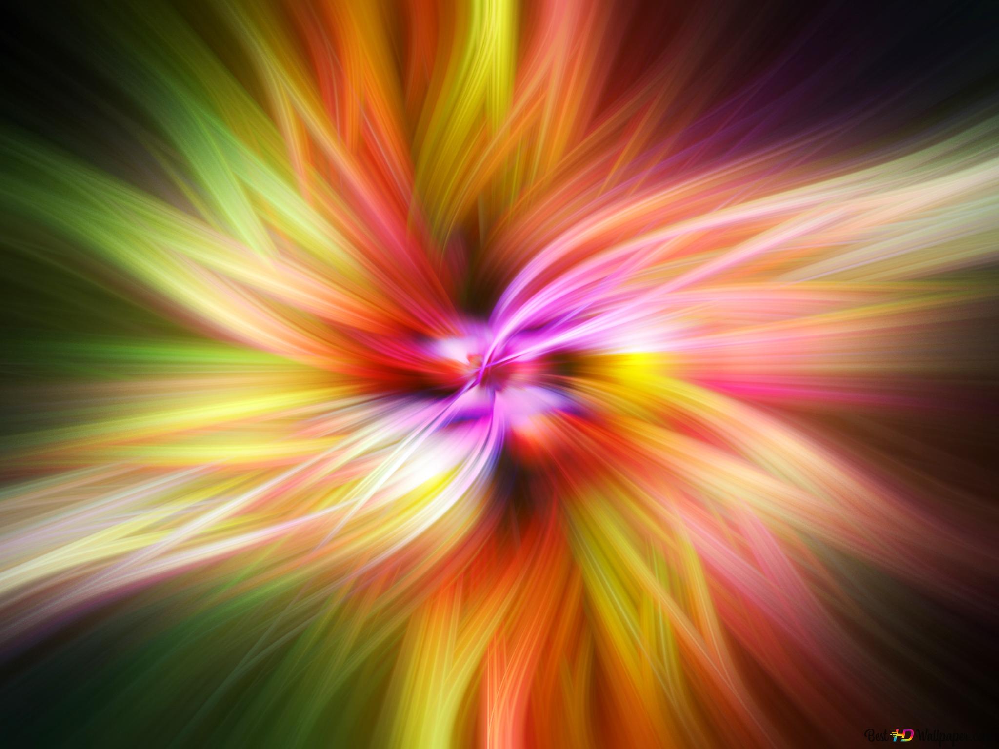Zoom-Effekt, Farbwirbel, Lichtstrahlen, Pink, Gelb, Full HD, Hintergrundbild fürs Tablet