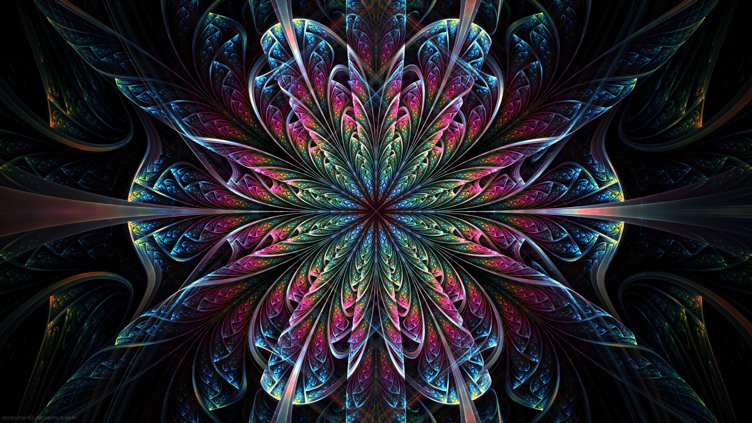 Fraktal, Mandala, Symmetrie, Kaleidoskop, Dunkel, 2K, Desktop-Hintergrund für Windows
