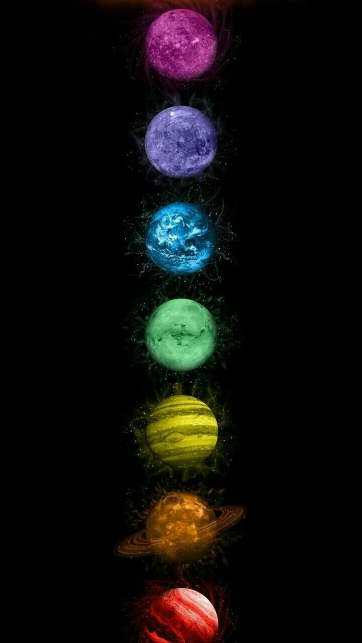 Planeten, Sonnensystem, Weltraum, Schwarzer Hintergrund, Vertikale Reihe, Sperrbildschirm fürs iPhone