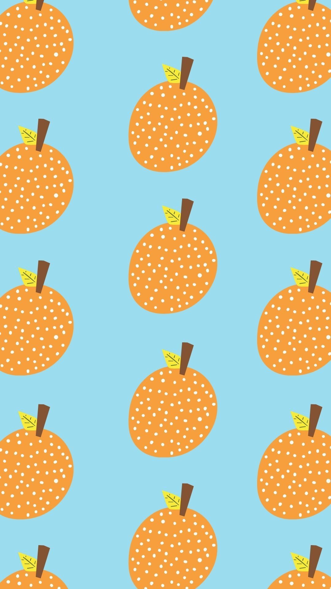Orangen, Muster, Hellblau, Obst, Illustration, Full HD, Sperrbildschirm fürs iPhone