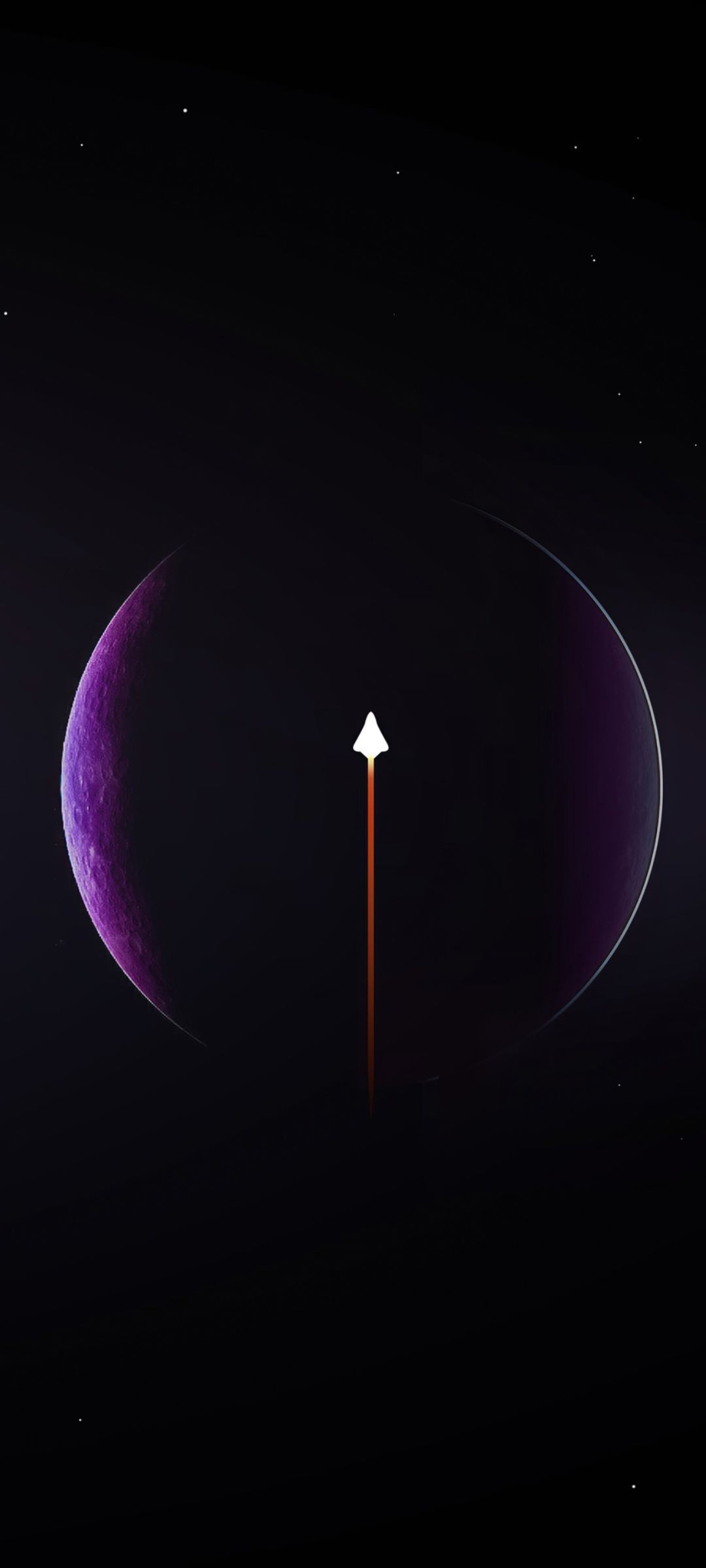 Planet, Lila Ring, Rakete, Schwarz, Minimalistisch, Full HD, Sperrbildschirm fürs iPhone