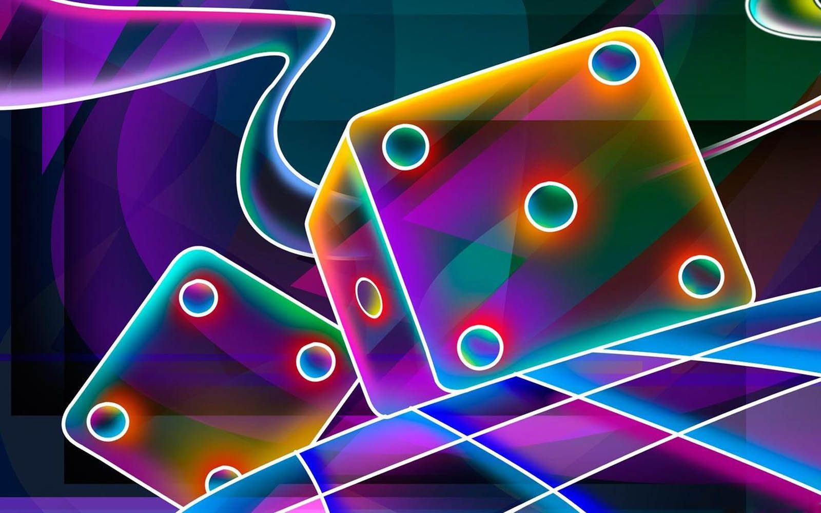 Würfel, Neonlinien, Lila, Orange, 3D, Spiel, HD, Desktop-Hintergrund für Windows