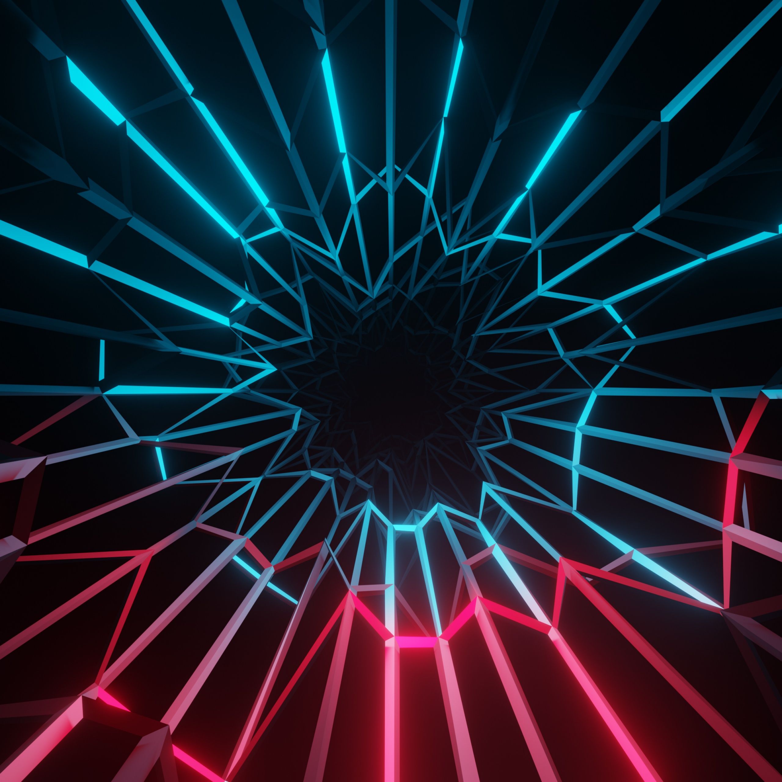 Neonstrahlen, Stern, Cyan, Pink, Symmetrie, 2K, iPad-Hintergrundbild