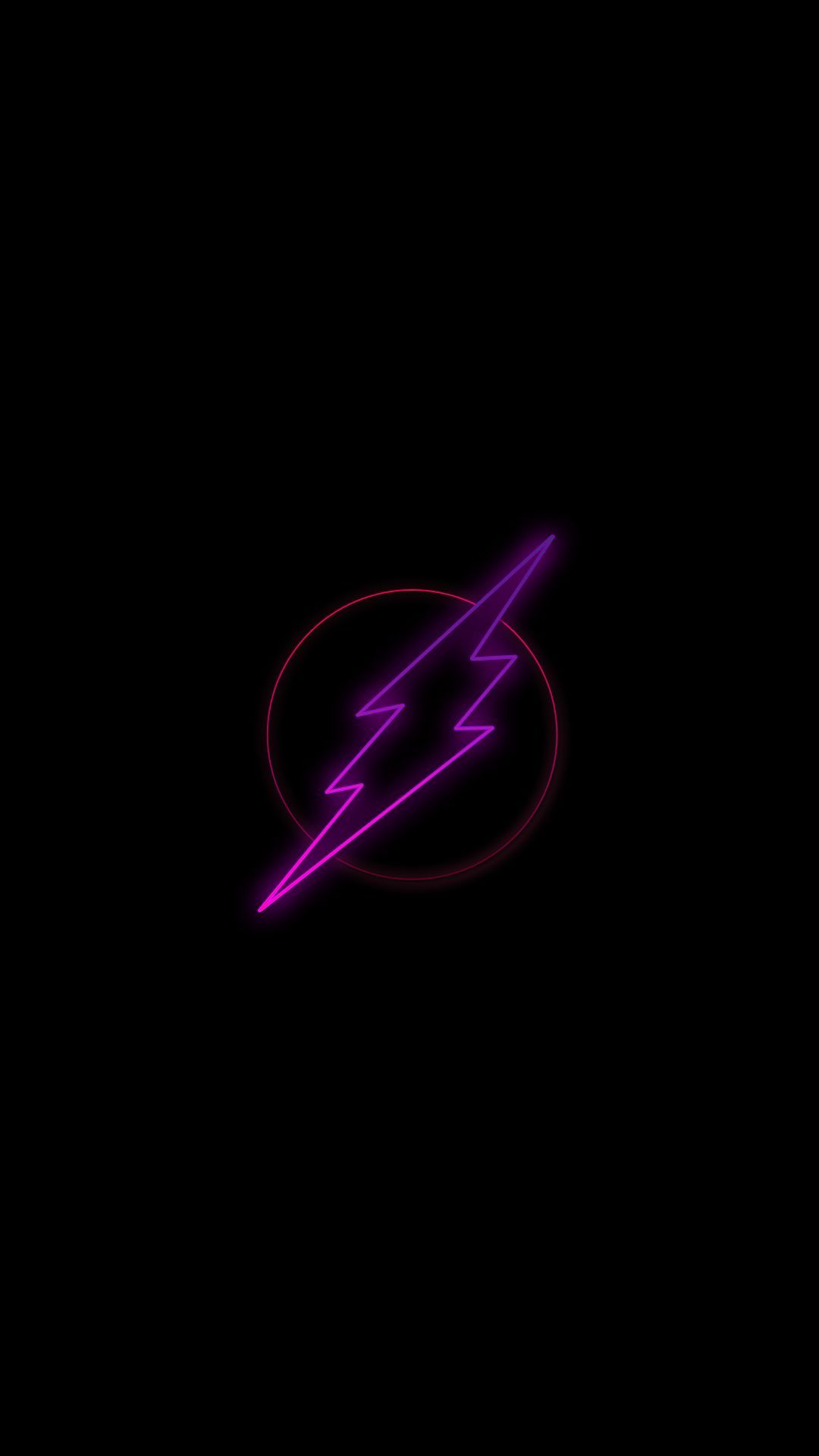 The Flash, DC Comics, Blitz-Logo, Lila, Schwarzer Hintergrund, Sperrbildschirm fürs iPhone