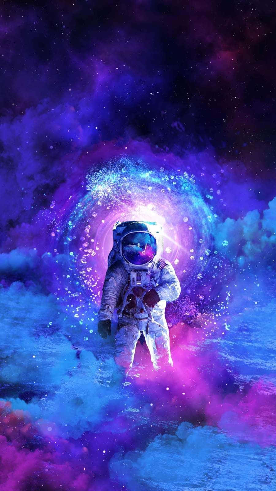 Astronaut, Weltraum, Nebel, Lila, Blau, HD, Handy-Hintergrund im Hochformat