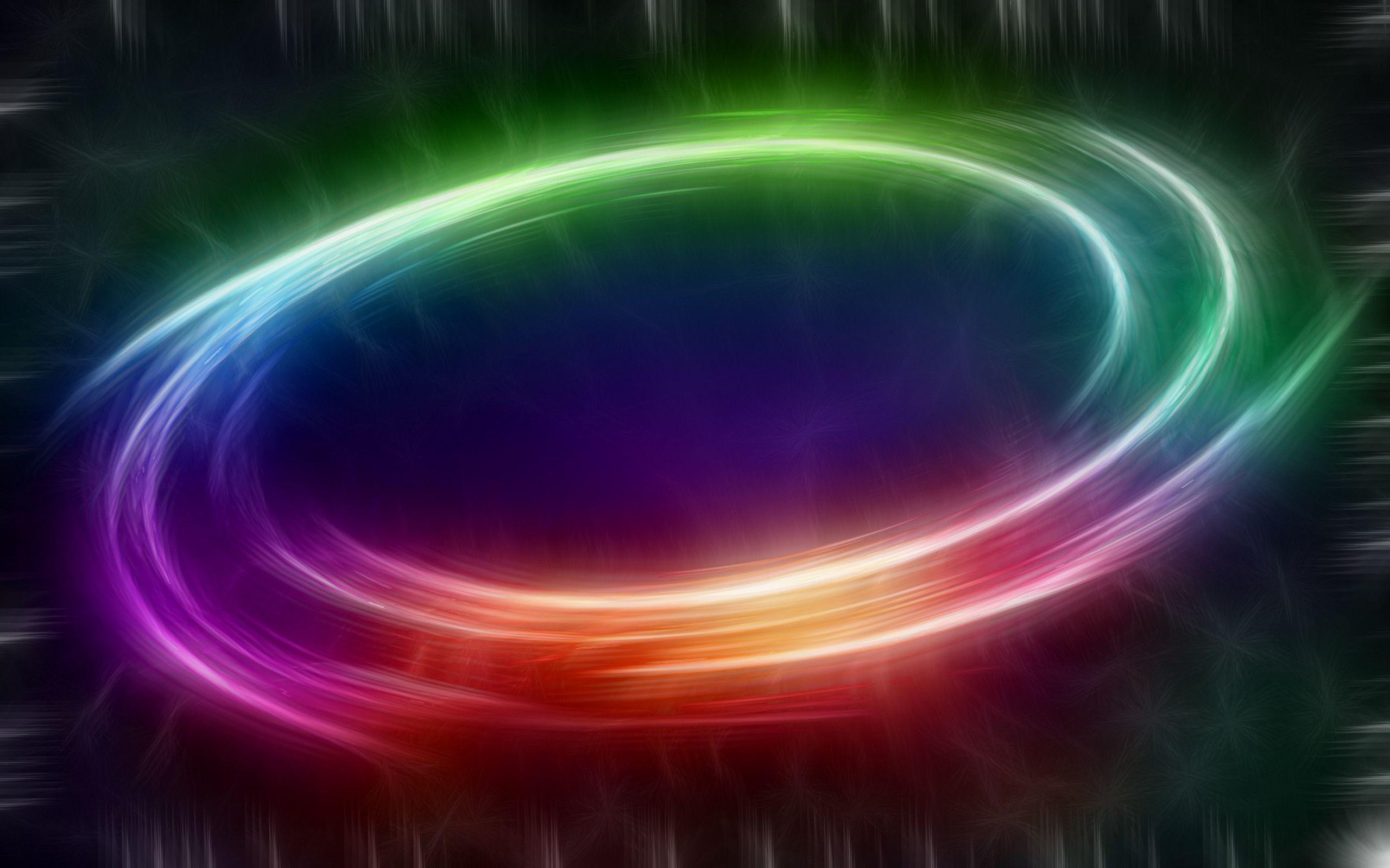 Lichtring, Leuchtspur, Regenbogenfarben, Dunkel, Abstrakt, 2K, Laptop-Hintergrundbild