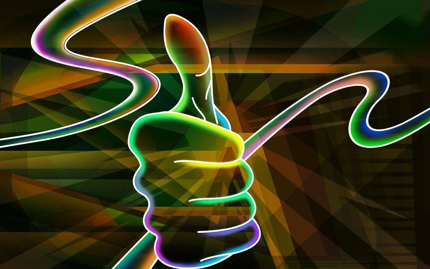 Daumen hoch, Neonhand, Linien, Grün, Gelb, HD, Hintergrundbild für den PC
