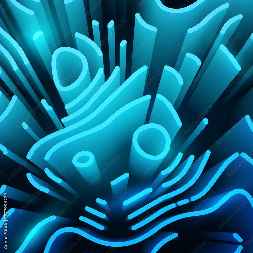 Neonmuster, Türkis, 3D-Formen, Abstrakt, Labyrinth, Hintergrundbild für iPad und Tablet