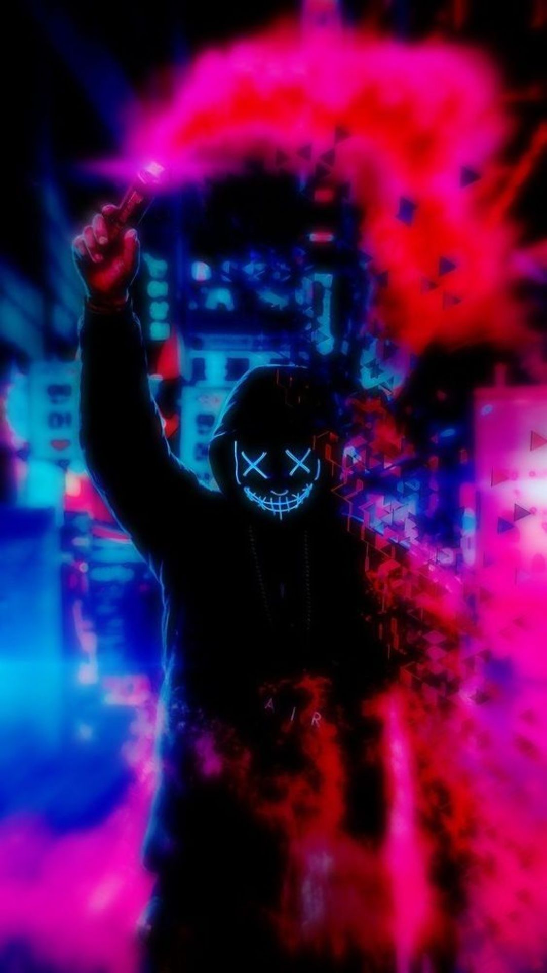 LED-Maske, Pink, Blau, Stadt bei Nacht, Bokeh, Full HD, Sperrbildschirm fürs iPhone
