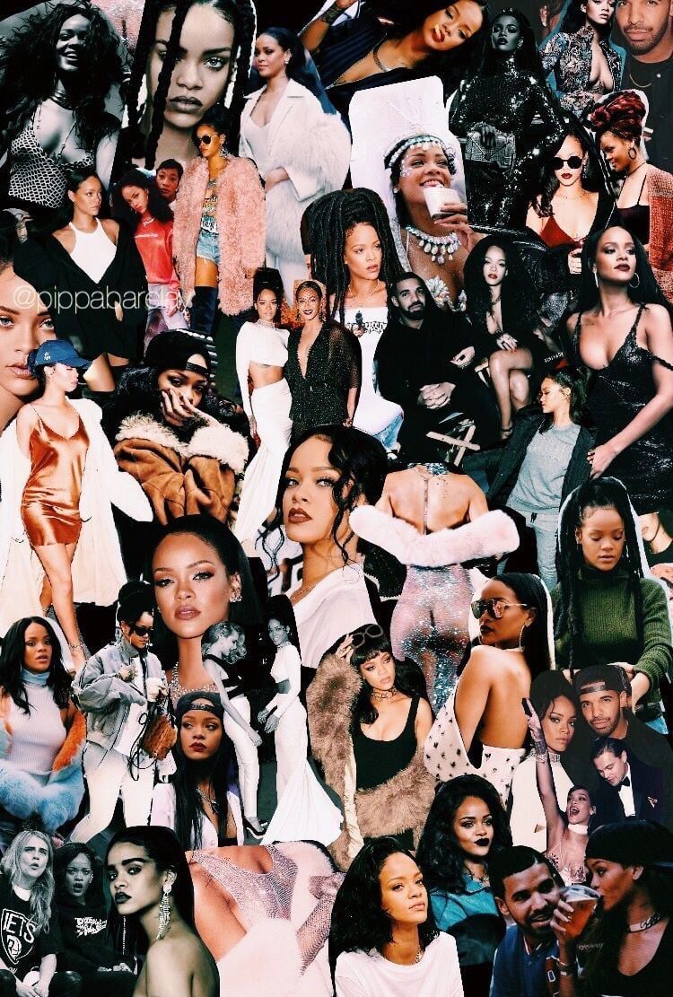 Rihanna, Collage, Schwarz-Weiß, Fotos, HD, iPad-Hintergrundbild