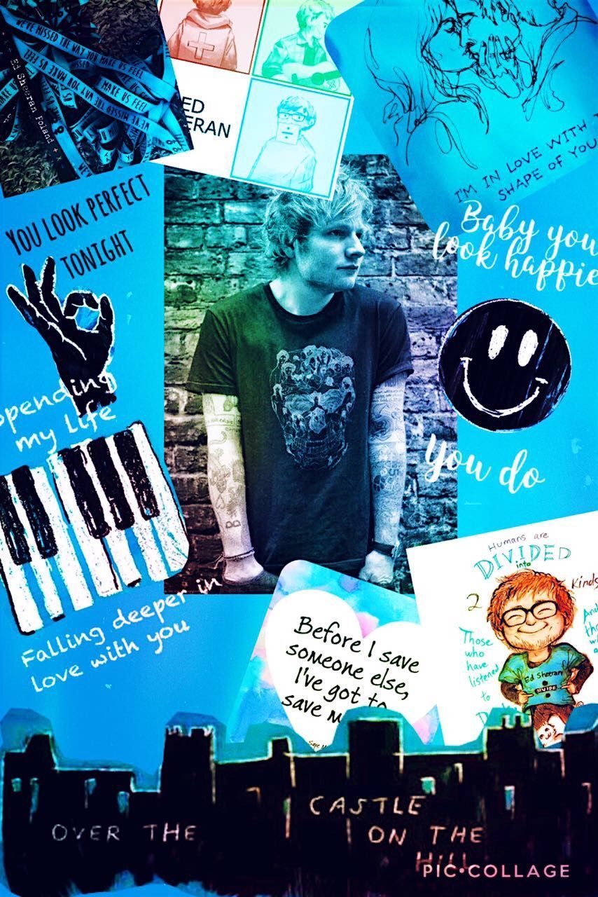 Ed Sheeran, Divide, Collage, Castle on the Hill, Blau, HD, Hintergrundbild fürs Tablet