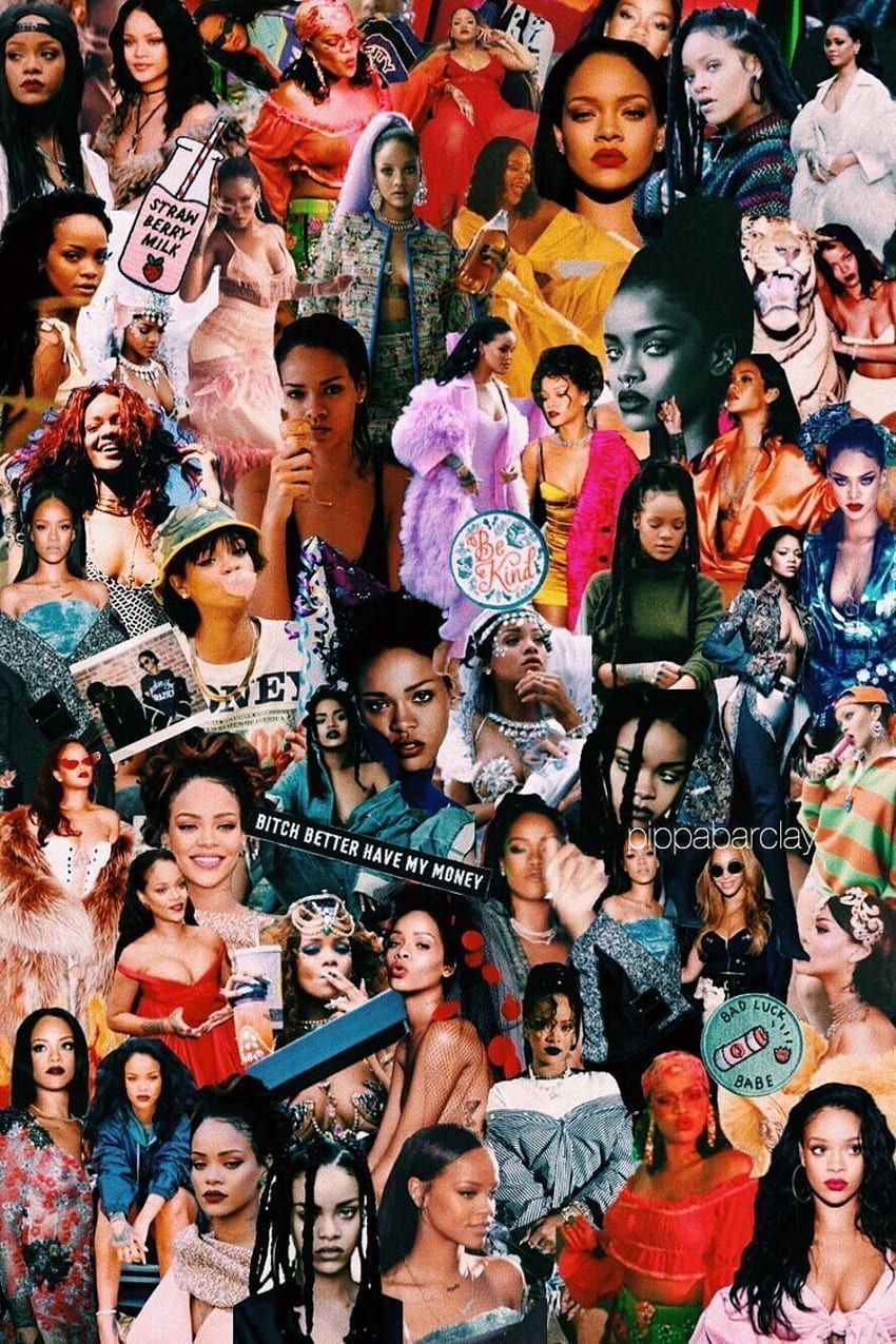 Rihanna, Collage, Bunt, Mode, HD, Handy-Hintergrund im Hochformat