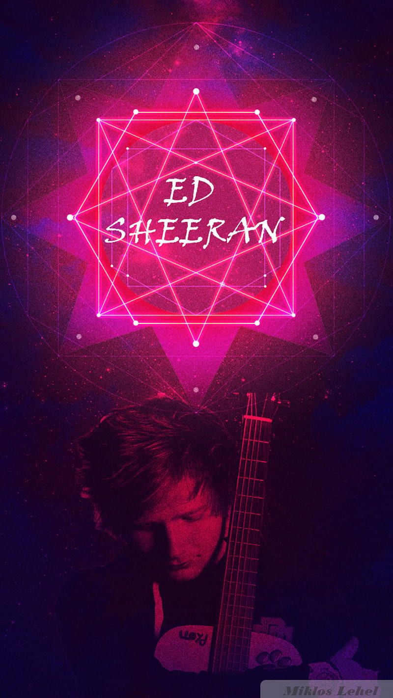 Ed Sheeran, Neon-Logo, Hexagramm, Pink, Konzert, Hintergrundbild für iPhone und Android