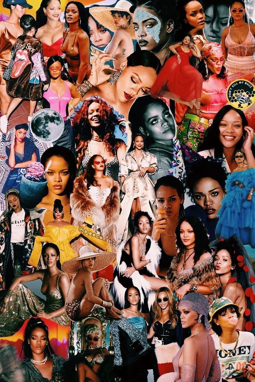 Rihanna, Collage, Bunt, Ästhetik, HD, Sperrbildschirm fürs iPhone