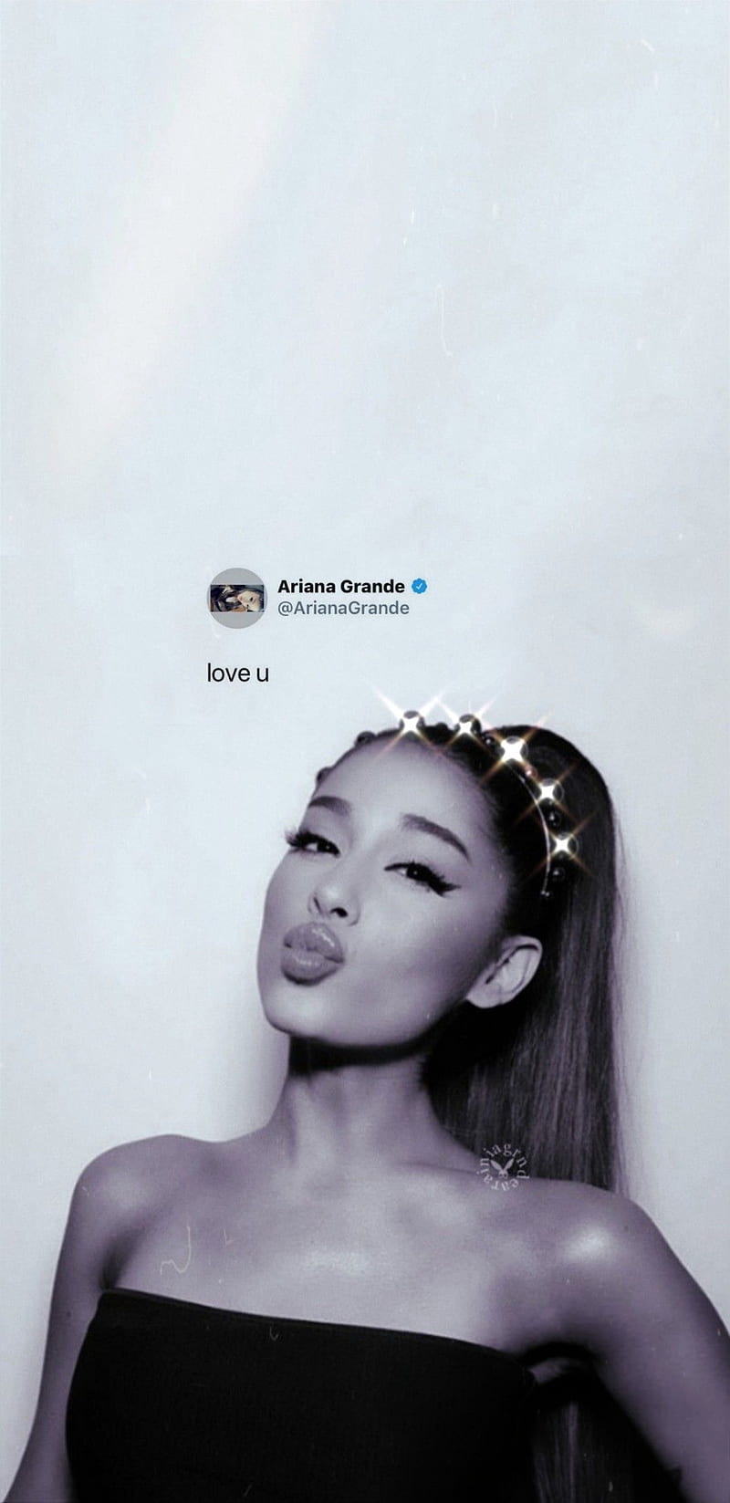 Ariana Grande, Tweet, Schwarz-Weiß, Porträt, Popsängerin, Hintergrundbild fürs Handy