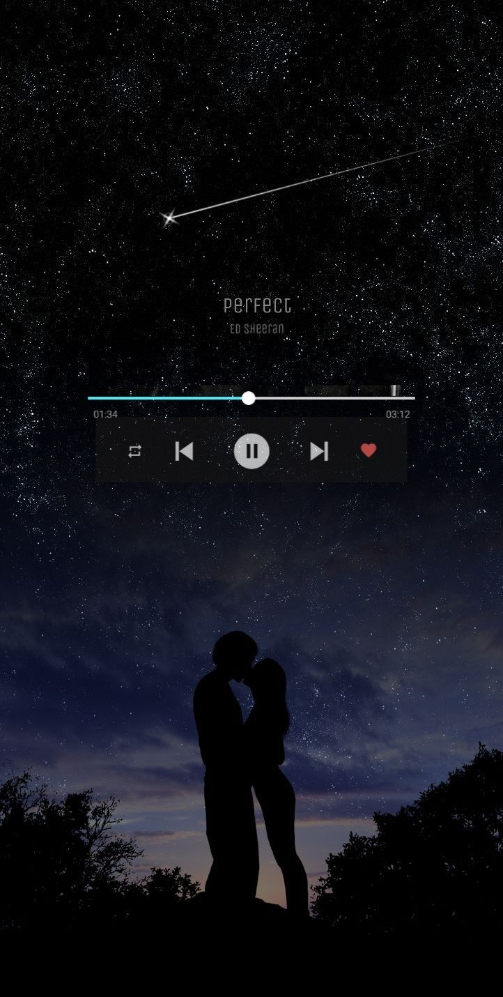Musikplayer, Paar, Silhouette, Sternschnuppe, Nacht, HD, Handy-Hintergrund im Hochformat