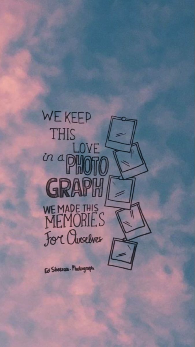 Photograph, Songtext, Rosa Wolken, Typografie, Polaroids, Hintergrundbild fürs Handy