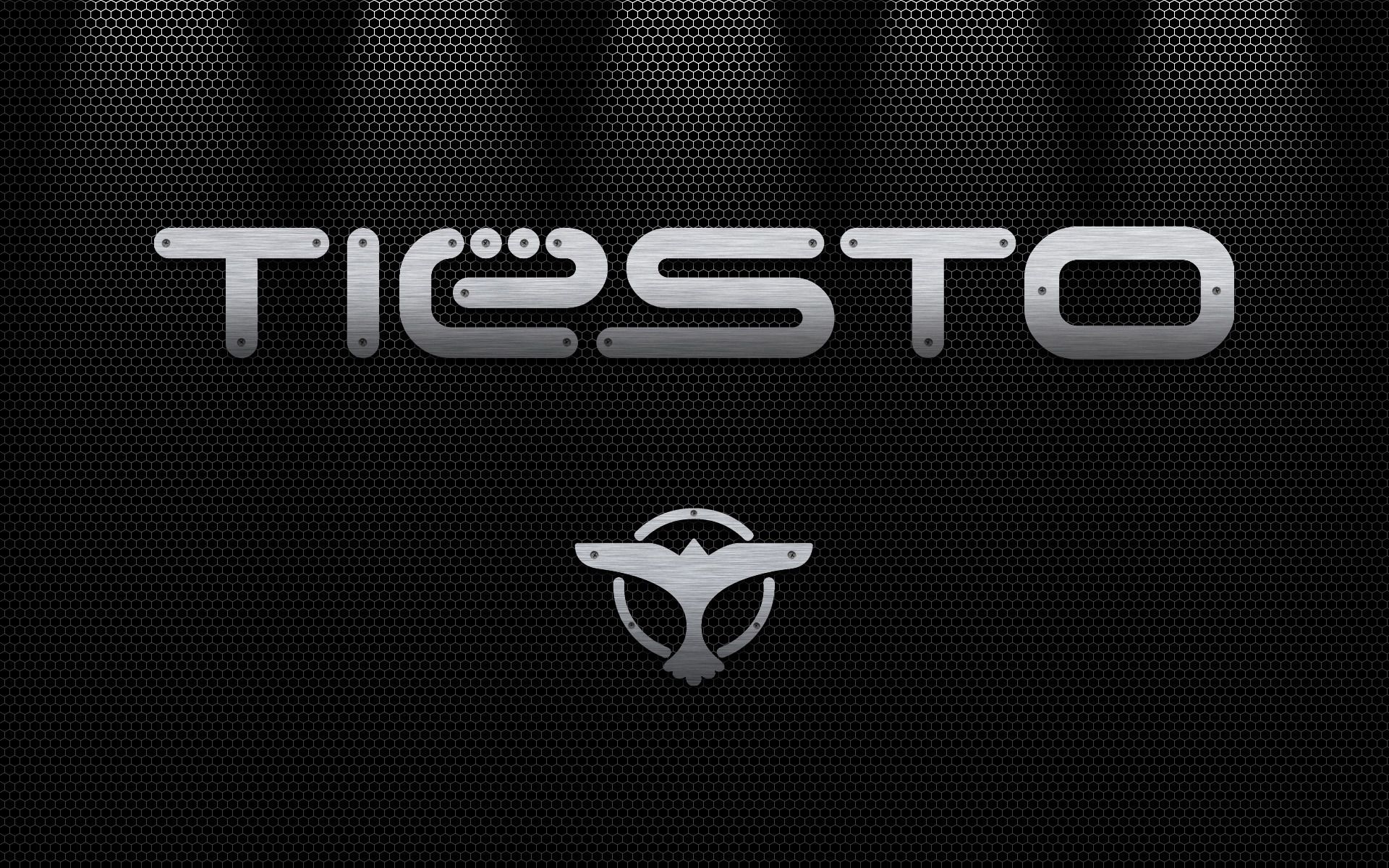 Tiësto-Logo, Tiësto, Schriftzug, Metall, Schwarz, 16:10, Full-HD-Hintergrundbild für den Desktop