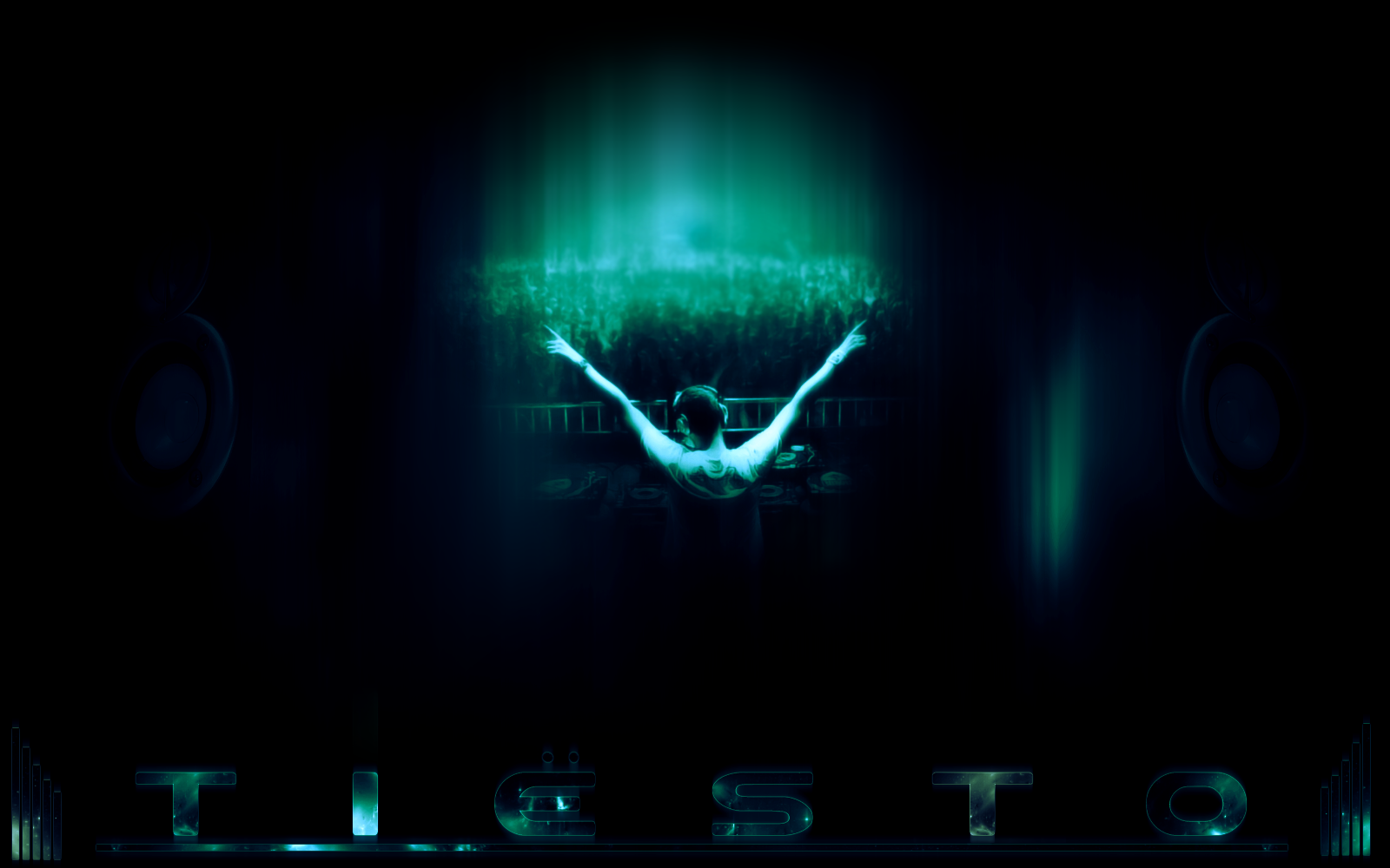 Tiësto, Polarlicht, Ausgebreitete Arme, Grün, Dunkel, HD, Desktop-Hintergrund für Windows