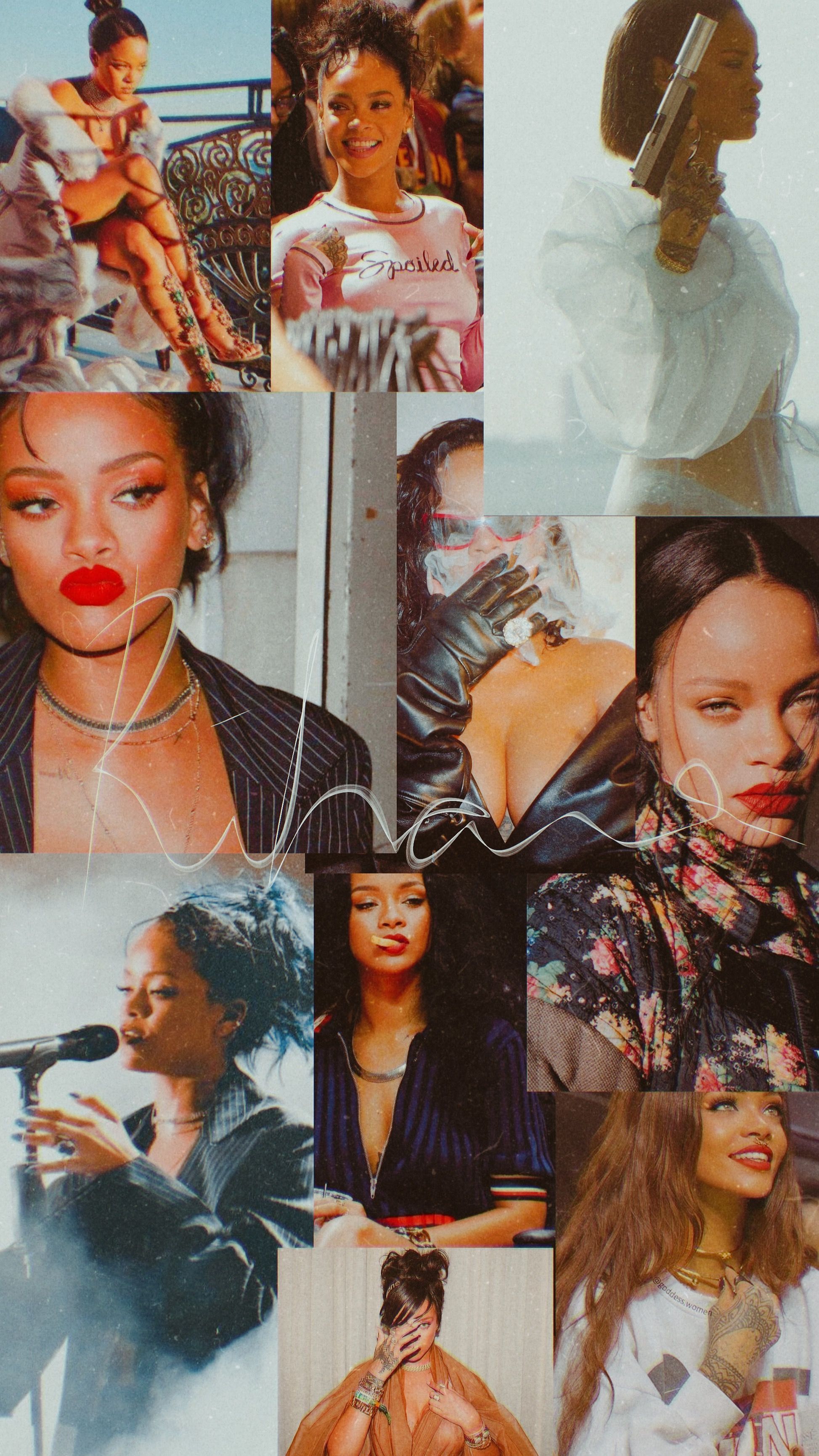Rihanna, Collage, Roter Lippenstift, Mode, QHD+, Sperrbildschirm fürs iPhone