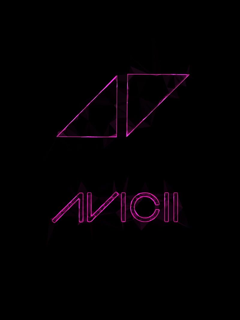 Avicii, Neon-Logo, Pink, Schwarzer Hintergrund, Schriftzug, HD Wallpaper