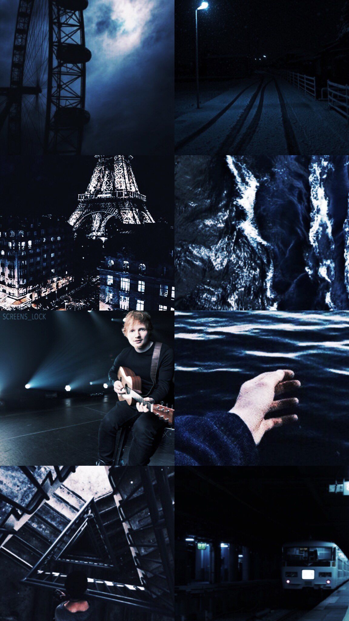 Ed Sheeran, Collage, Dunkelblau, Konzert, Ästhetik, Full HD, Sperrbildschirm fürs iPhone