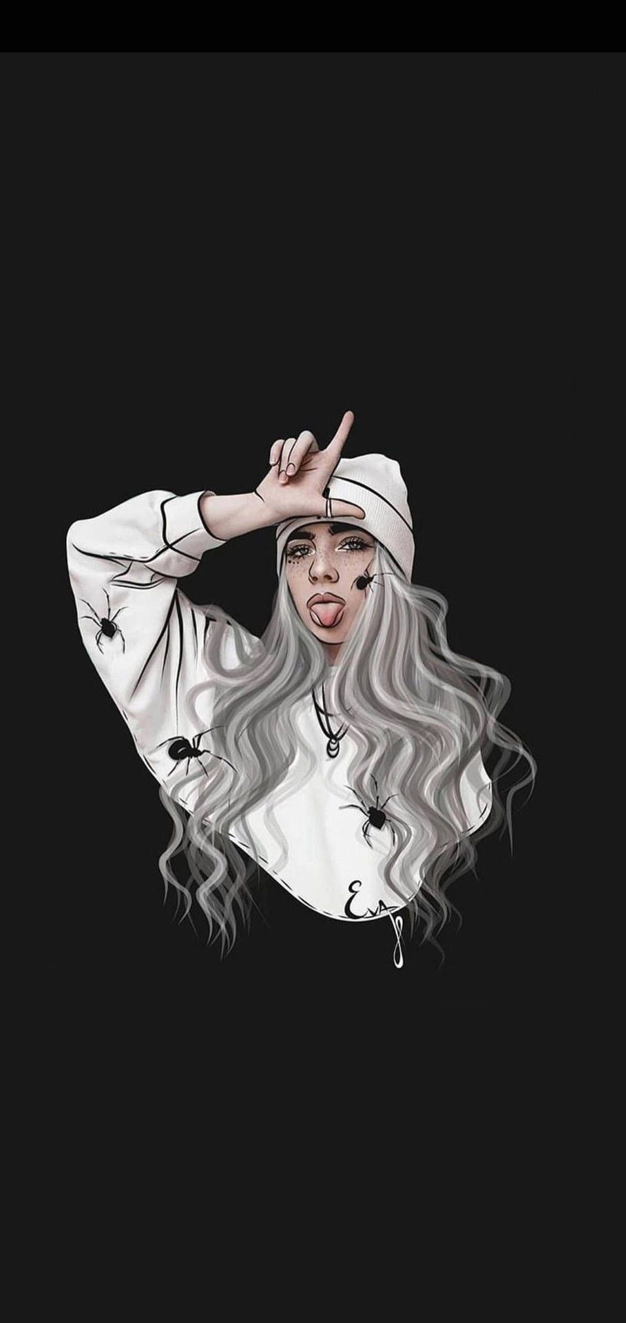 Billie Eilish, Zeichnung, Schwarz-Weiß, Minimalistisch, HD, Sperrbildschirm fürs iPhone