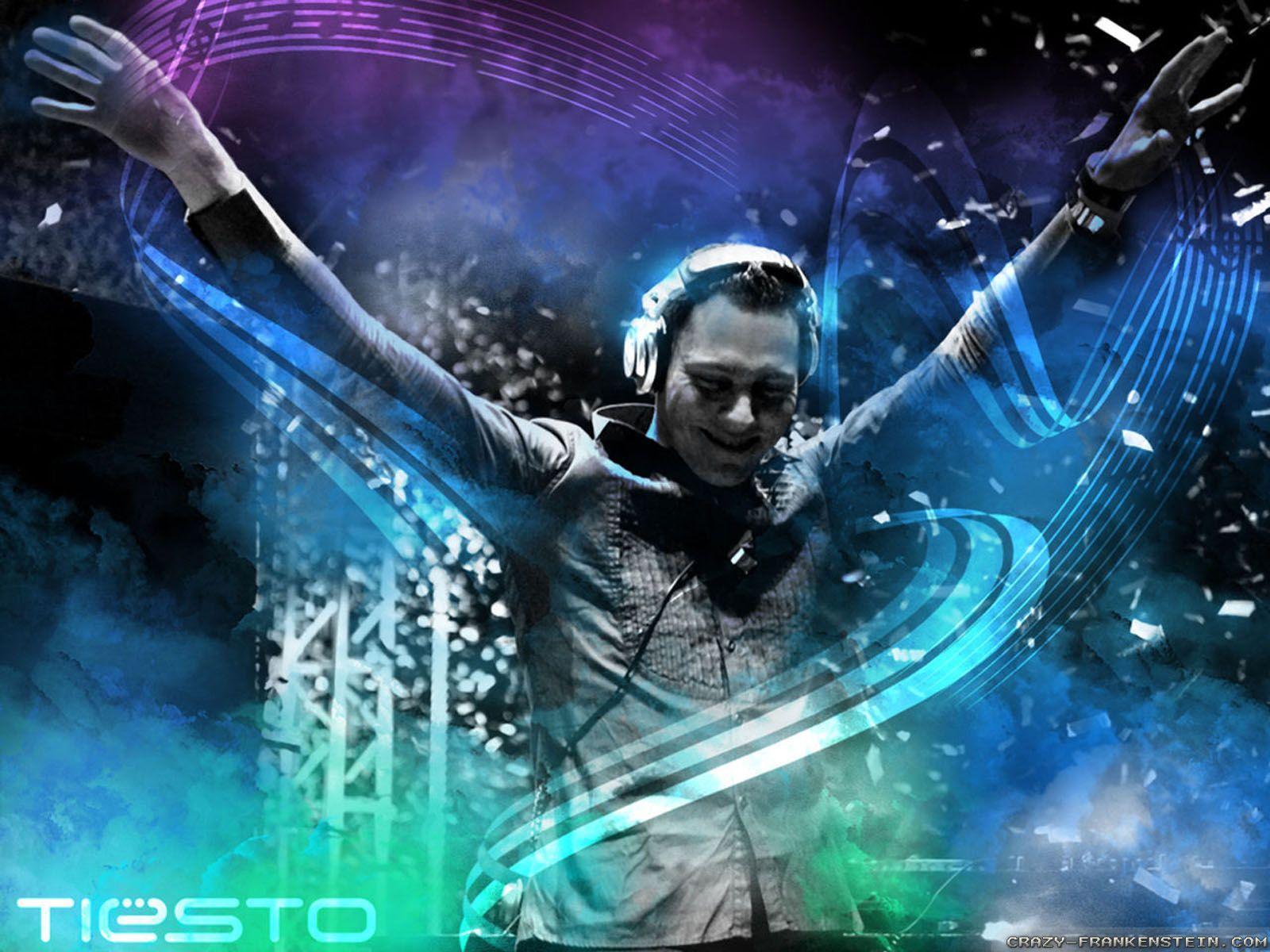 Tiësto, DJ, Digitale Kunst, Blau, Ausgebreitete Arme, HD, Hintergrundbild fürs Tablet