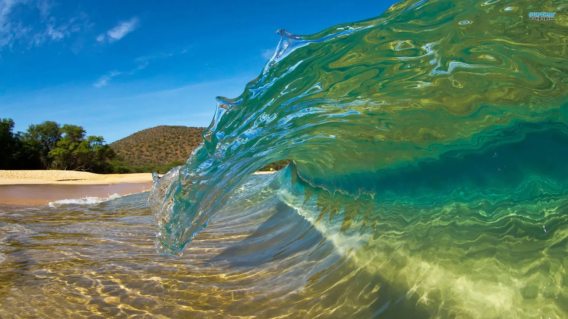 Welle, Klares Wasser, Strand, Grün, Brandung, 1920x1080, Full-HD-Hintergrundbild für PC