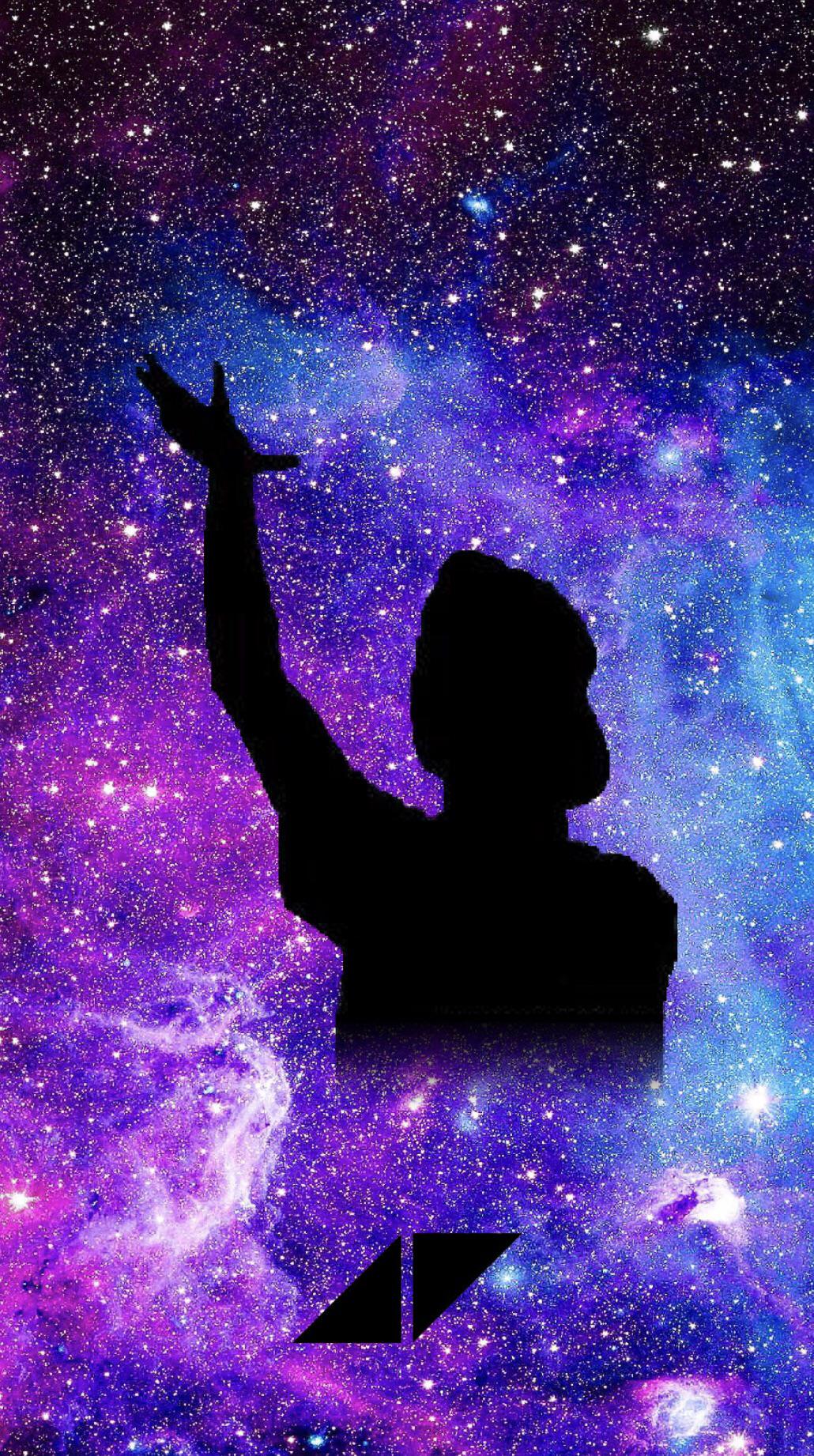 Avicii, Silhouette, Galaxie, Lila, Sternenhimmel, HD, Hintergrundbild fürs Handy